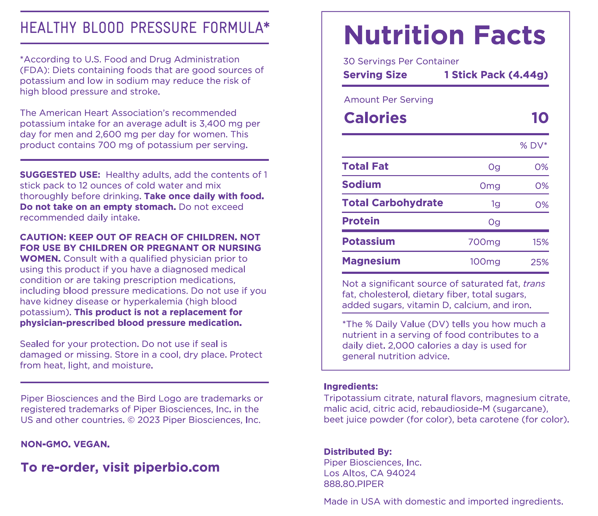 PIPER BP Healthy Blood Pressure* Drink Mix (Buy 3, Save 10%, Use Code BP10)