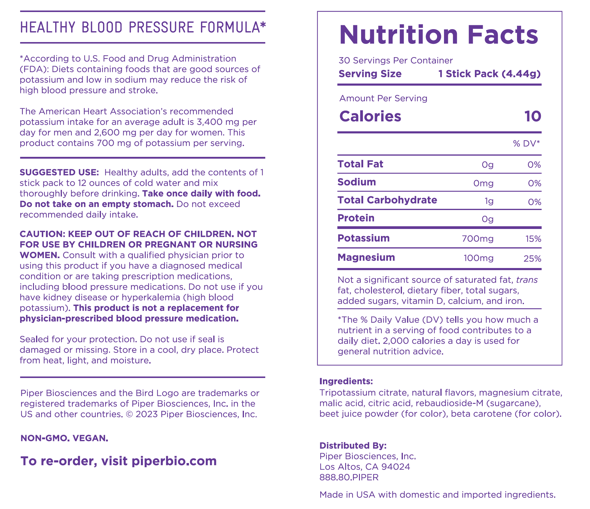 PIPER BP Healthy Blood Pressure* Drink Mix